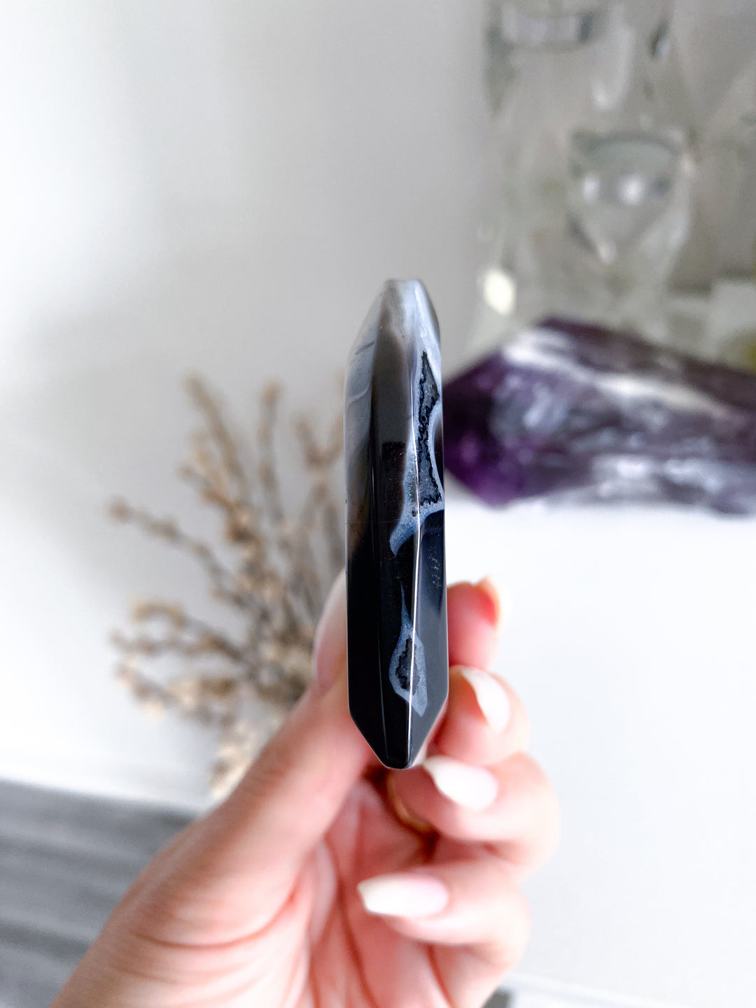 Black Agate Druzy Heart #3 - Get Exact Item