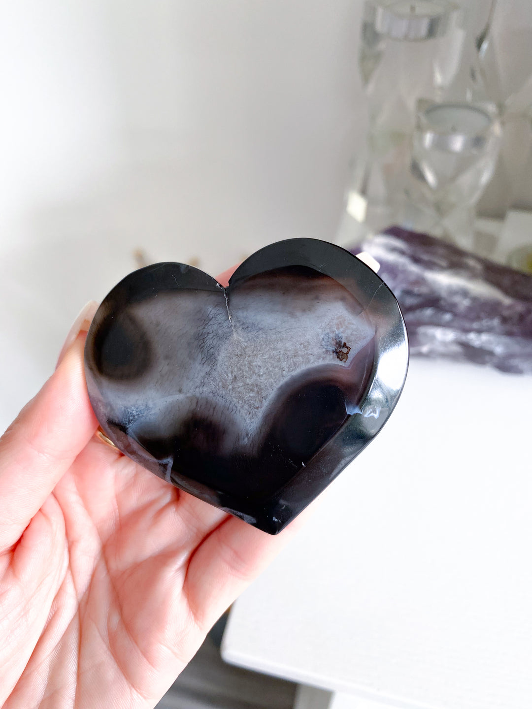 Black Agate Druzy Heart #3 - Get Exact Item