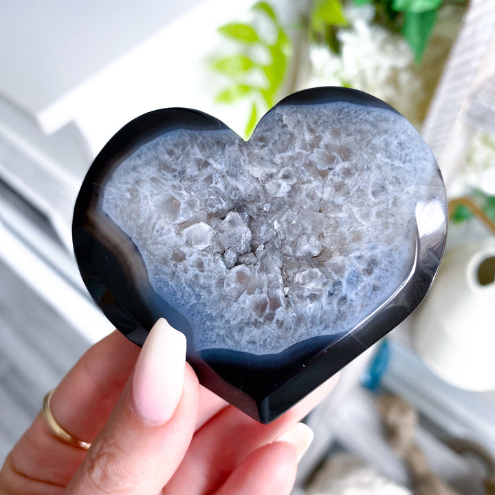 Black Agate Druzy Heart #3 - Get Exact Item