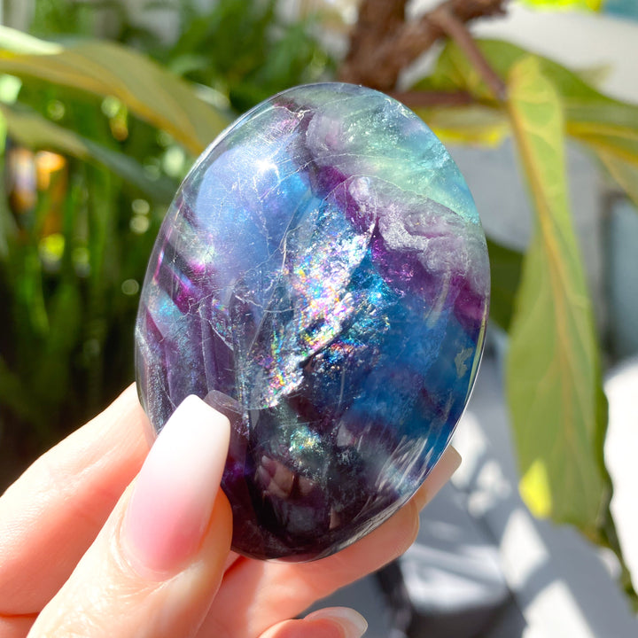 Rainbow Fluorite Palm #6 - Slight Chip