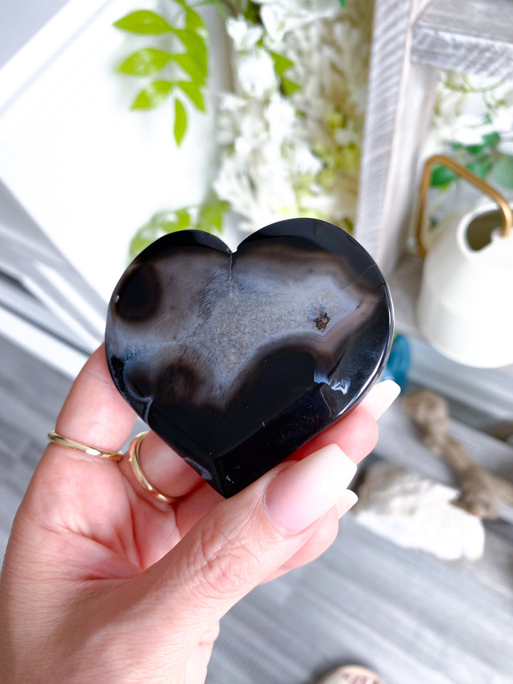 Black Agate Druzy Heart #3 - Get Exact Item
