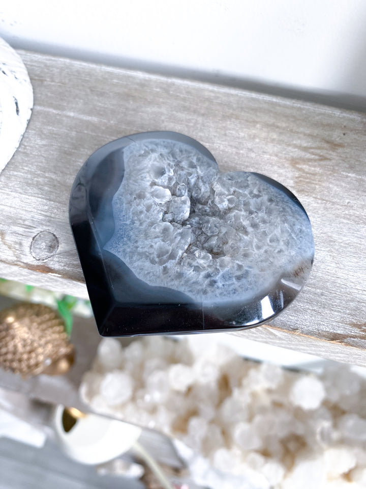 Black Agate Druzy Heart #3 - Get Exact Item