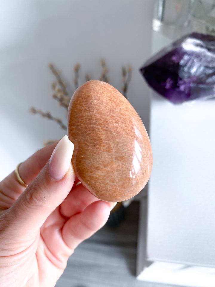 Peach Moonstone Palm Stone #4