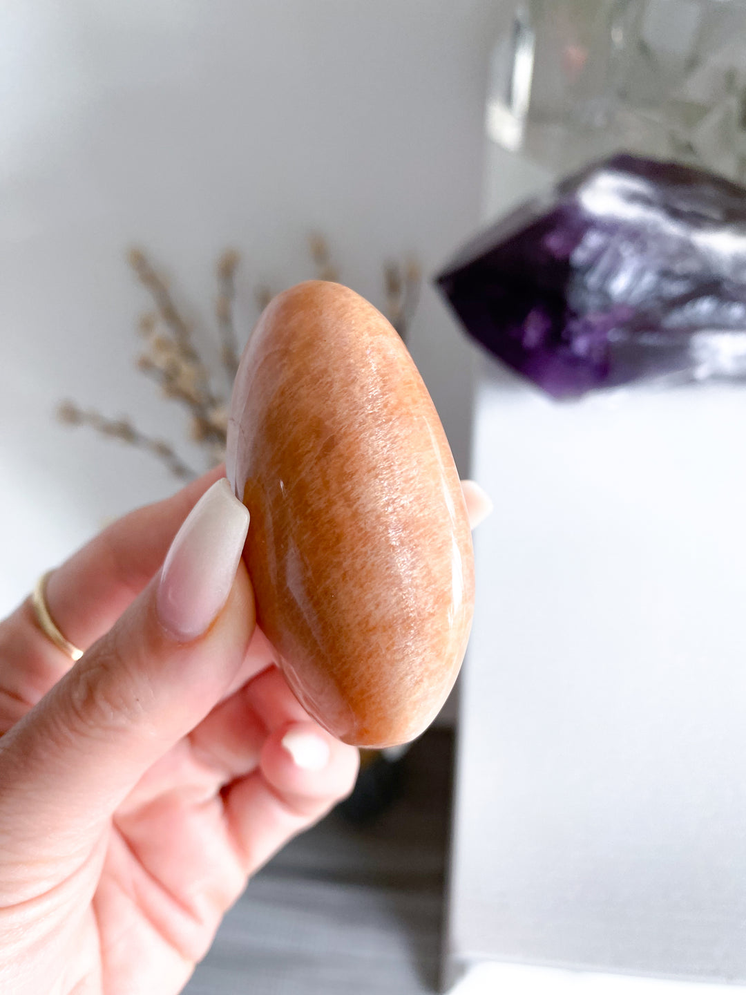 Peach Moonstone Palm Stone #4