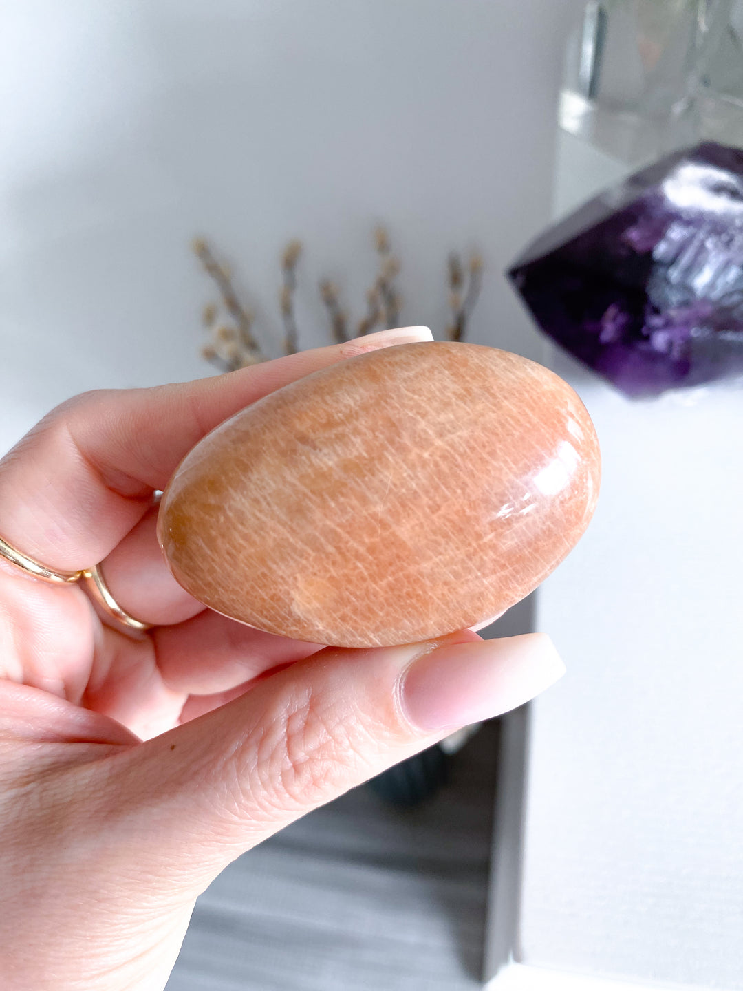 Peach Moonstone Palm Stone #4