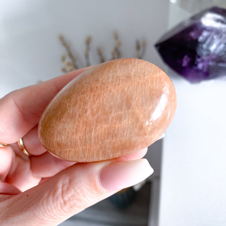 Peach Moonstone Palm Stone #4