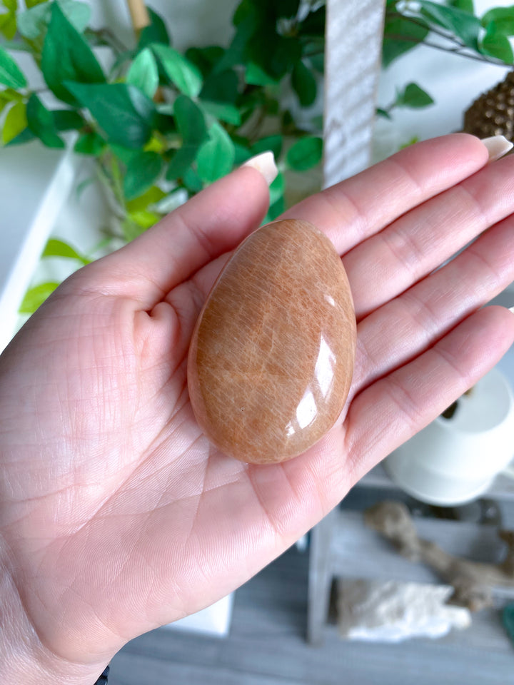 Peach Moonstone Palm Stone #4