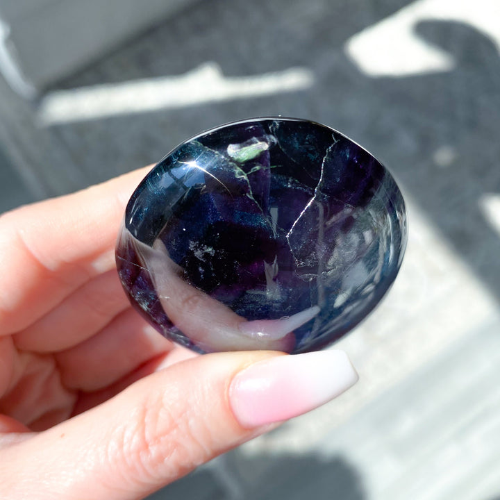 Rainbow Fluorite Palm #6 - Slight Chip