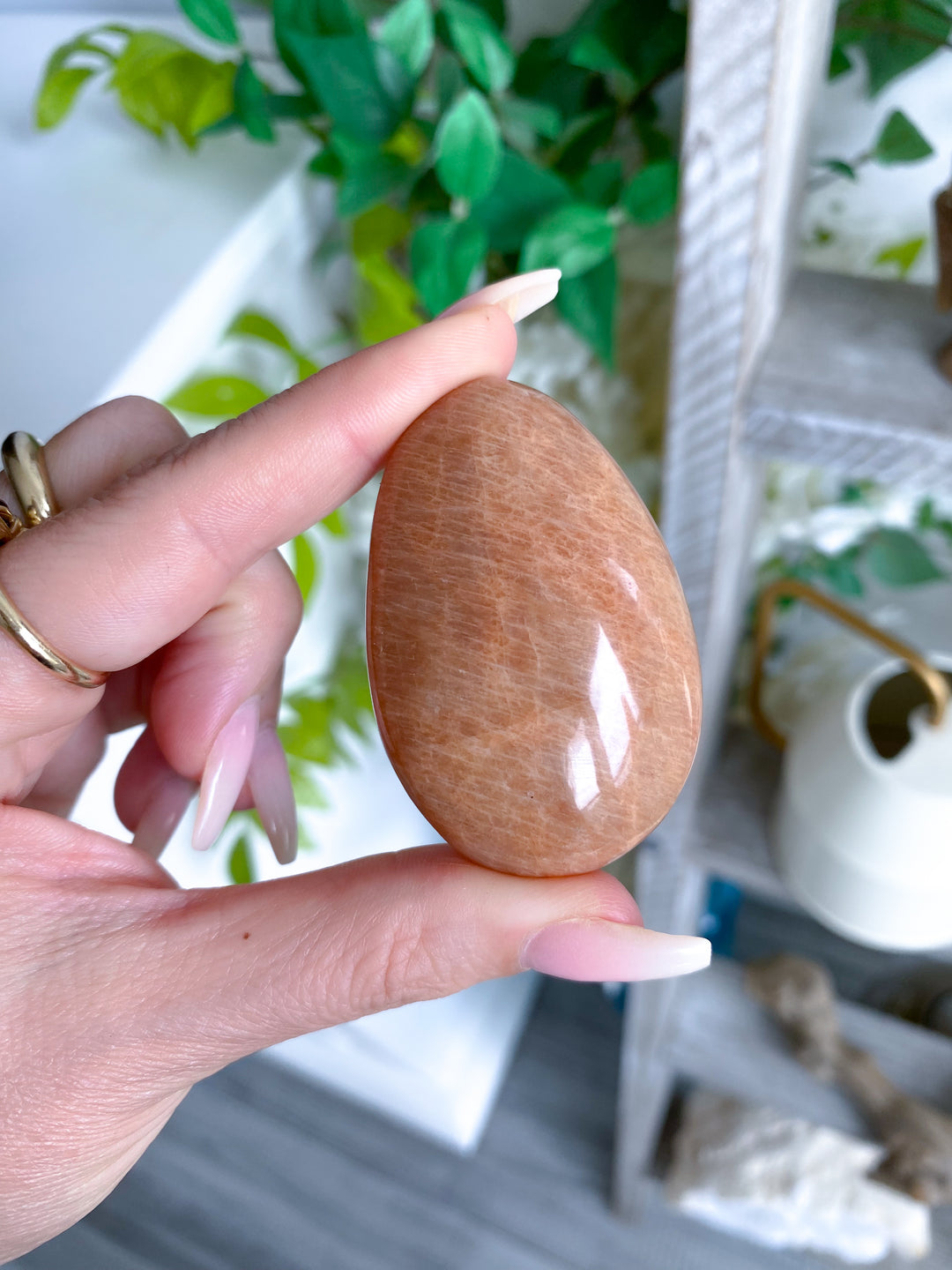 Peach Moonstone Palm Stone #4