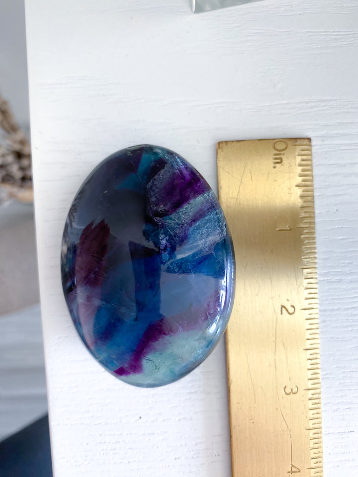 Rainbow Fluorite Palm #6 - Slight Chip