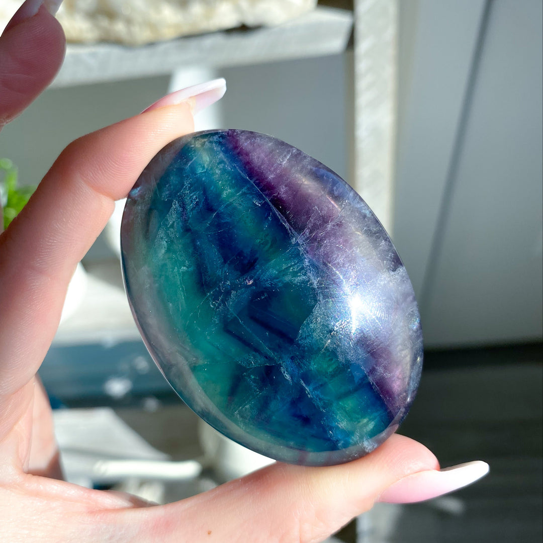 Luminous Rainbow Fluorite Palm #11