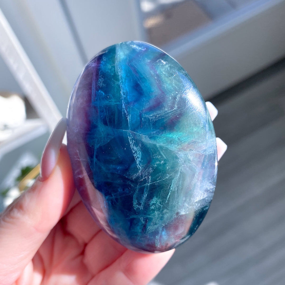 Luminous Rainbow Fluorite Palm #11