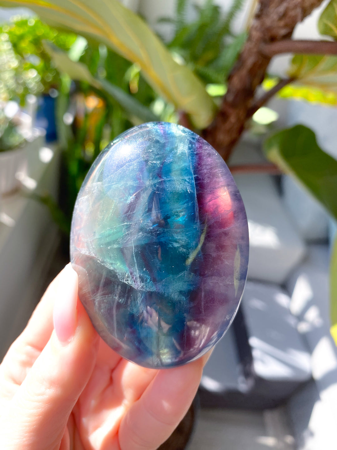 Luminous Rainbow Fluorite Palm #11