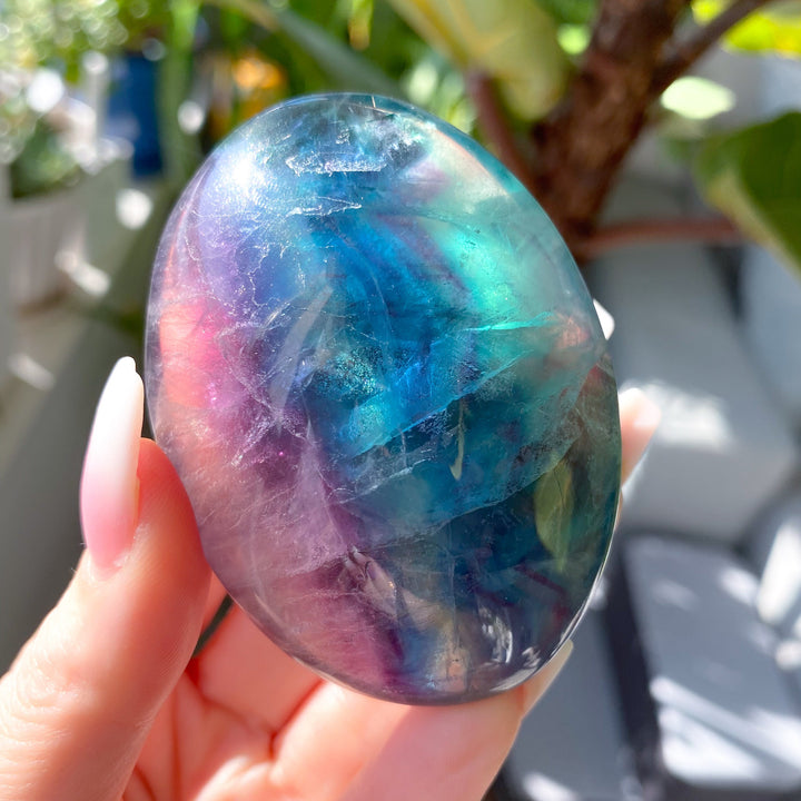 Luminous Rainbow Fluorite Palm #11