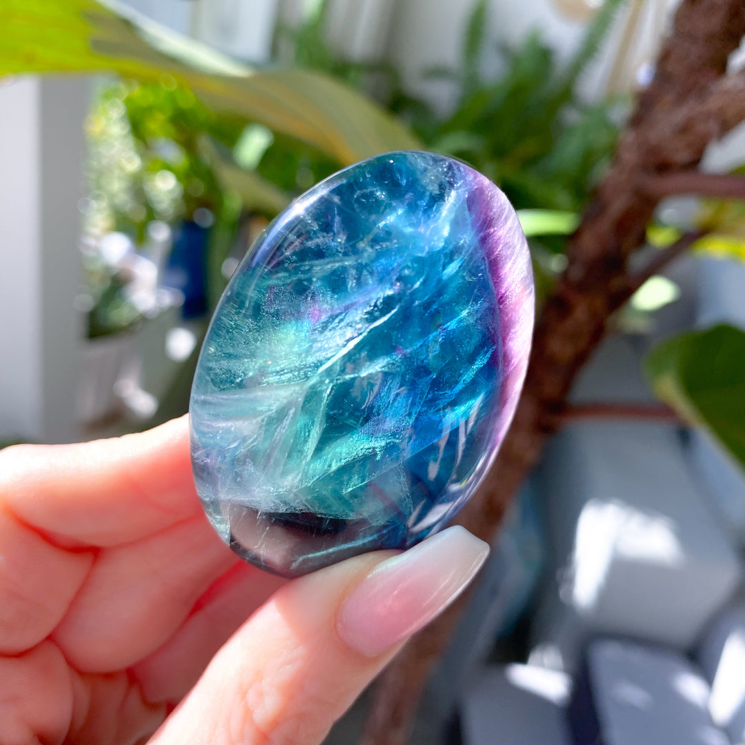 Luminous Rainbow Fluorite Palm #11