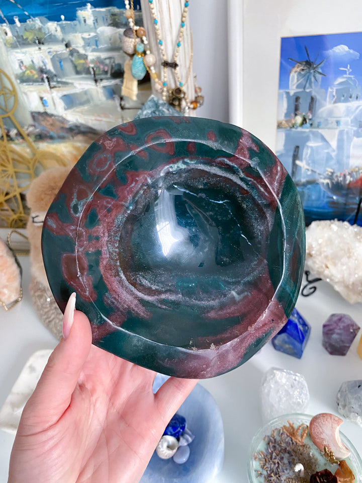 Deep Green Ocean Jasper Bowl - Get Exact Piece