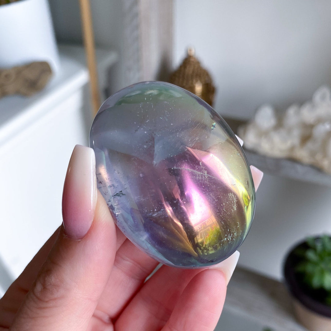 Angel Aura Quartz Palm Stone #2