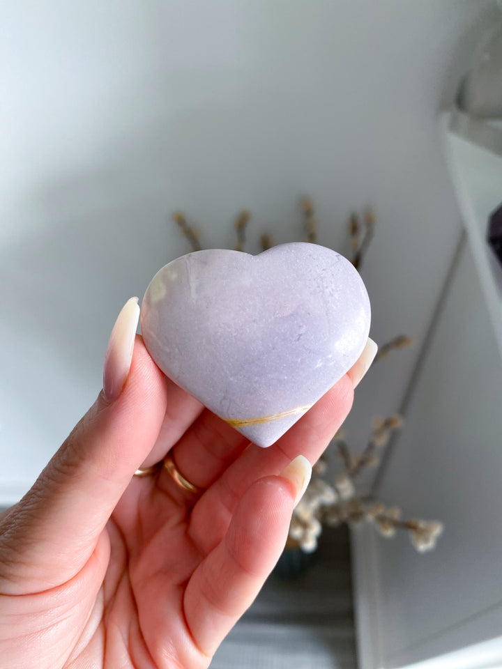 Small Lilac Purple Mookaite Heart Carving #1