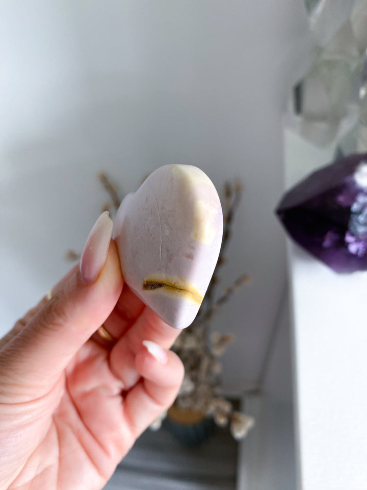 Small Lilac Purple Mookaite Heart Carving #1