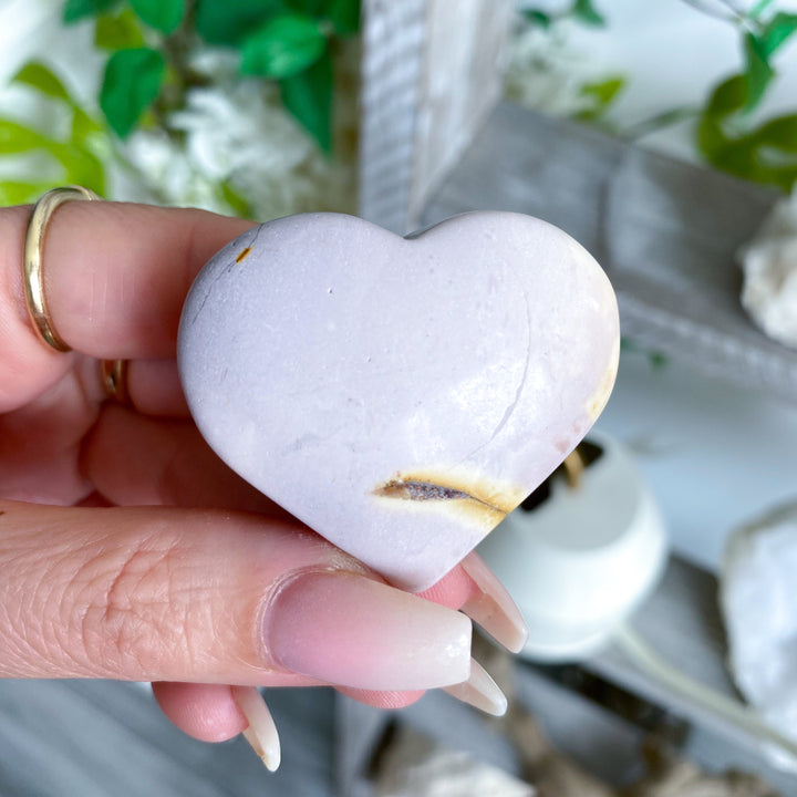 Small Lilac Purple Mookaite Heart Carving #1