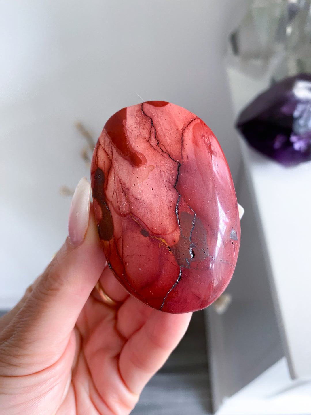 Red & Mauve Mookaite Palm #1