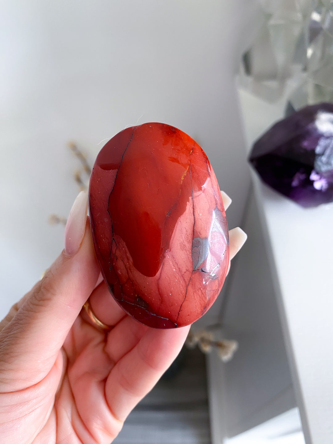 Red & Mauve Mookaite Palm #1