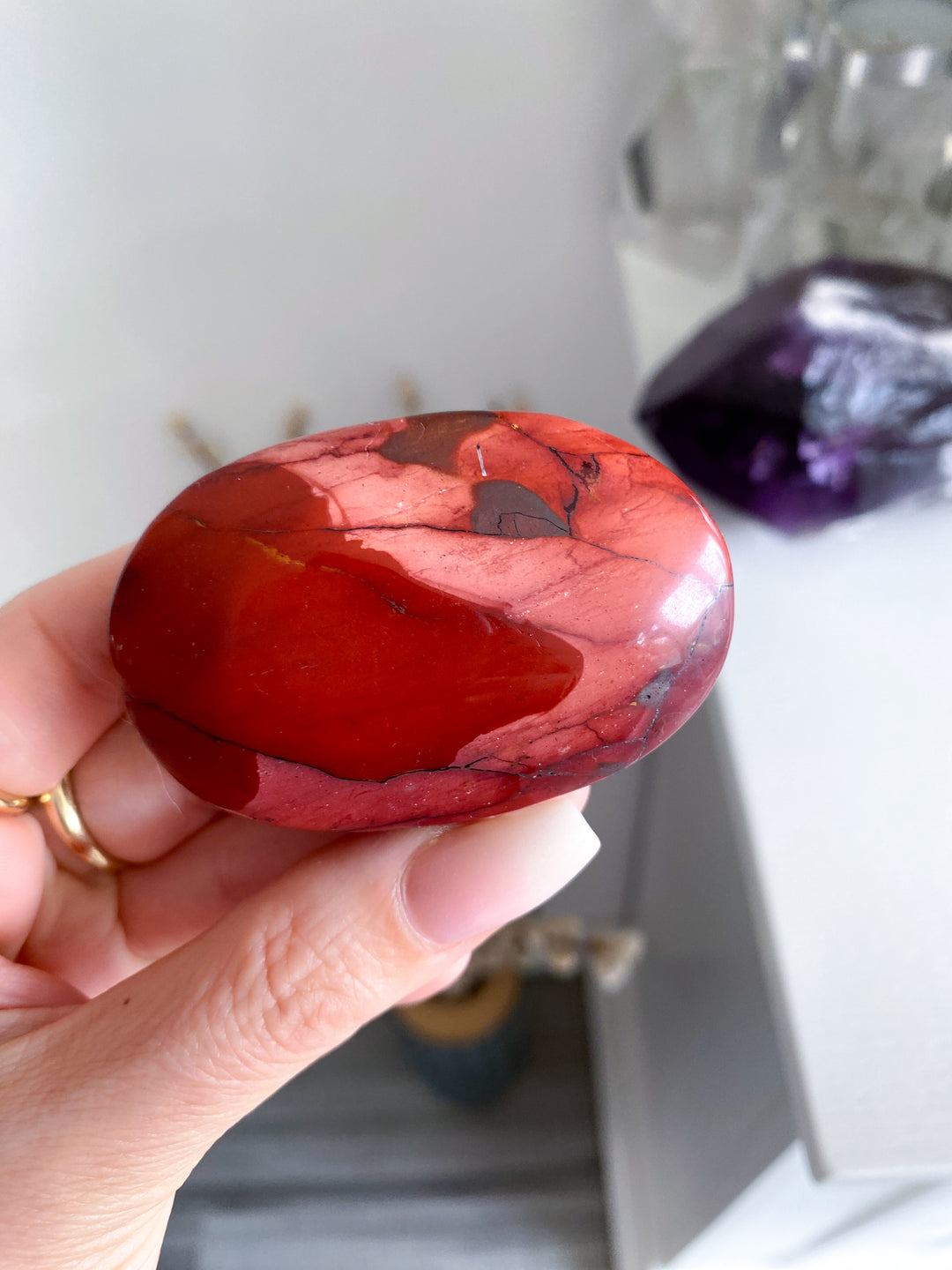 Red & Mauve Mookaite Palm #1