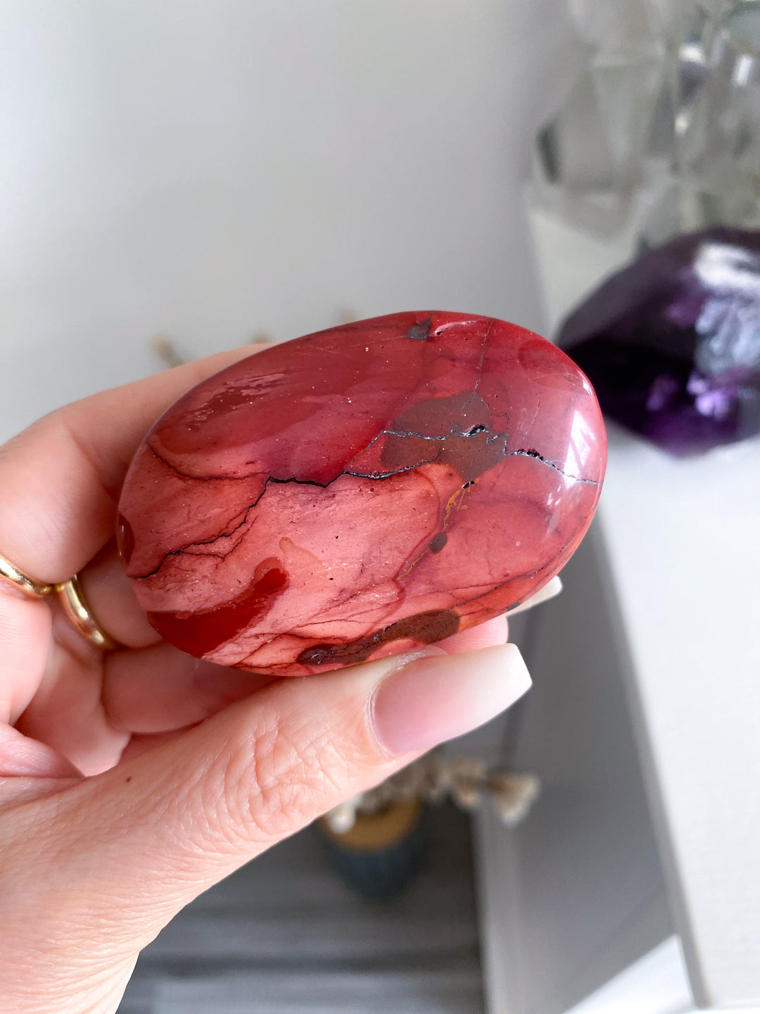 Red & Mauve Mookaite Palm #1
