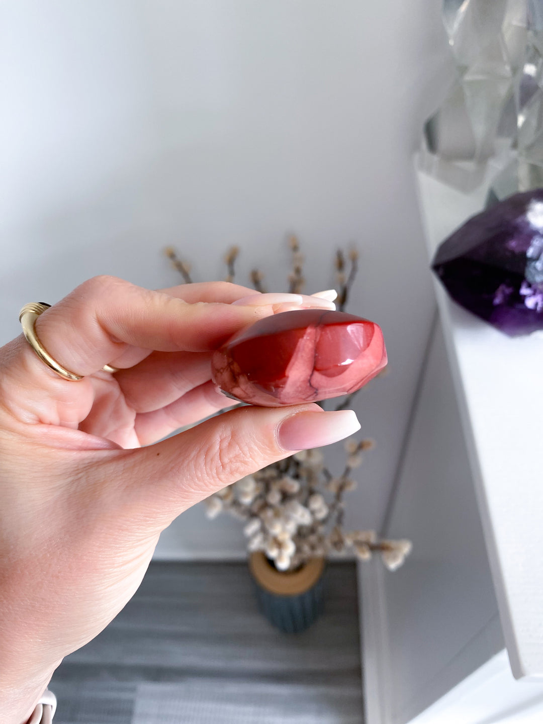 Red & Mauve Mookaite Palm #1