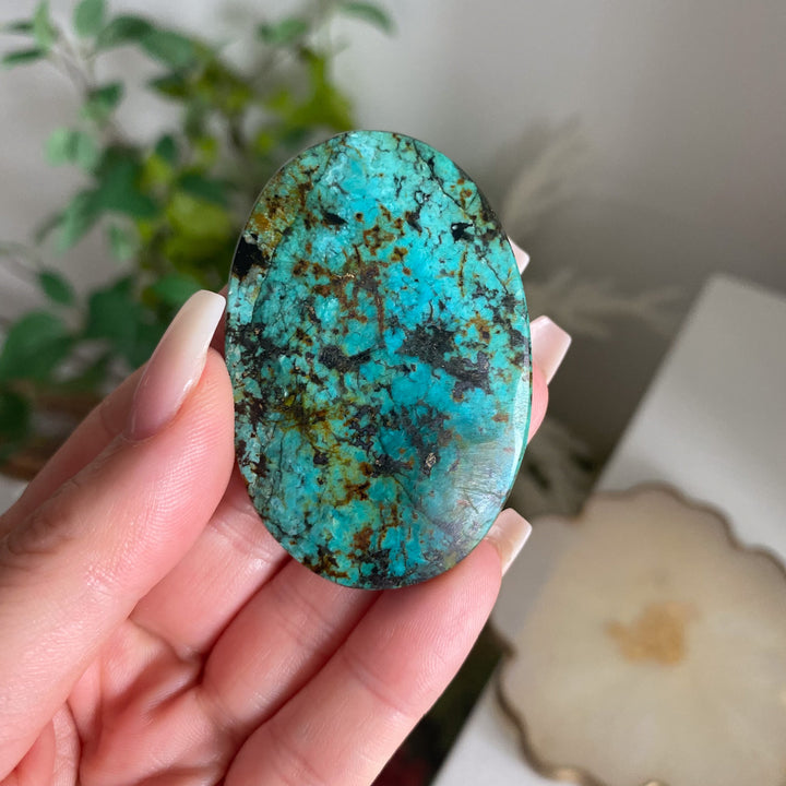 Thin Small African Turquoise Palm Stone 