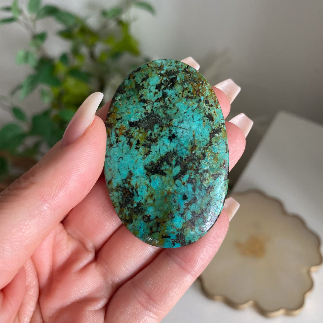Thin Small African Turquoise Palm Stone 