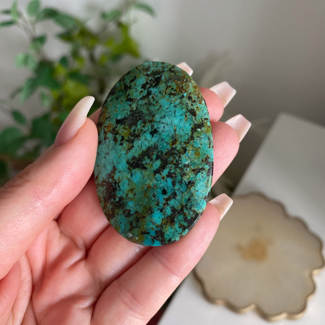 Thin Small African Turquoise Palm Stone 
