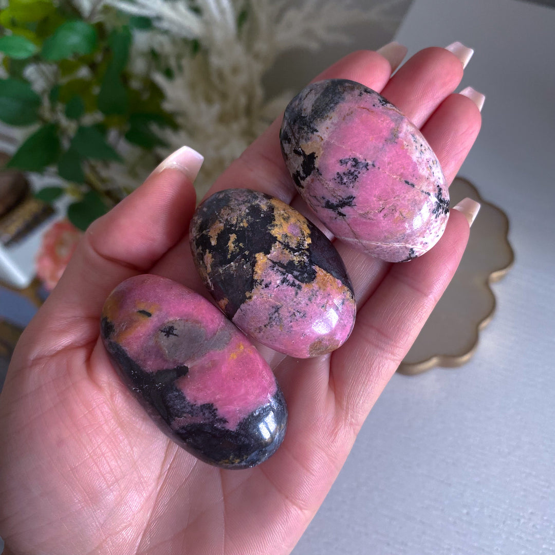 Small Rhodonite Palm Stone