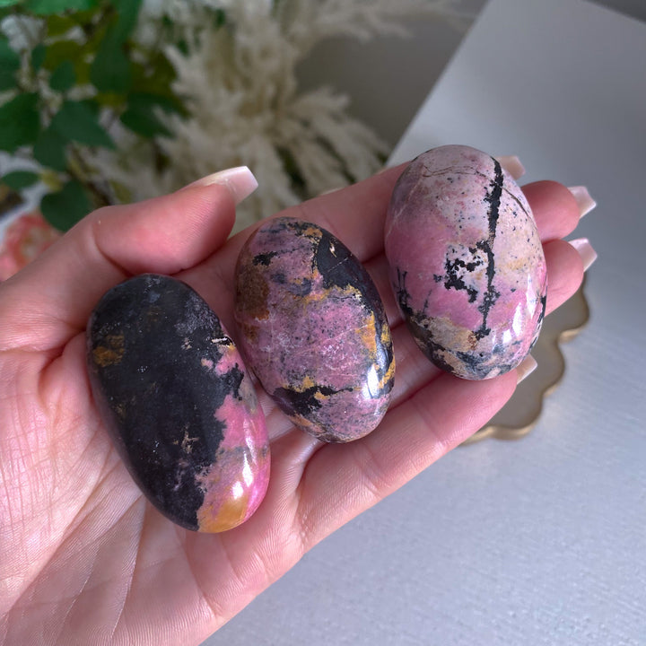 Small Rhodonite Palm Stone