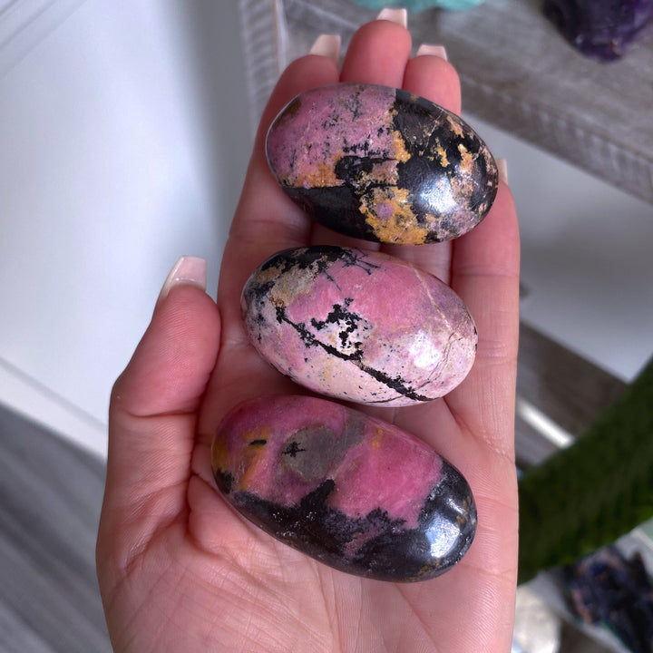 Small Rhodonite Palm Stone