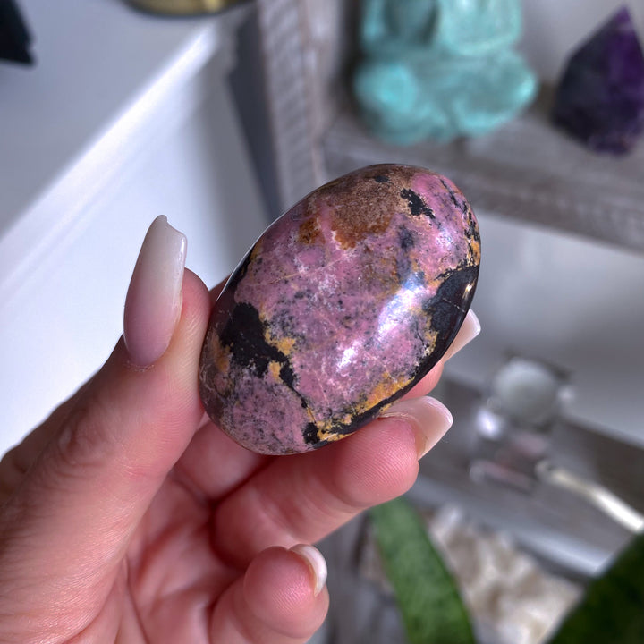 Small Rhodonite Palm Stone