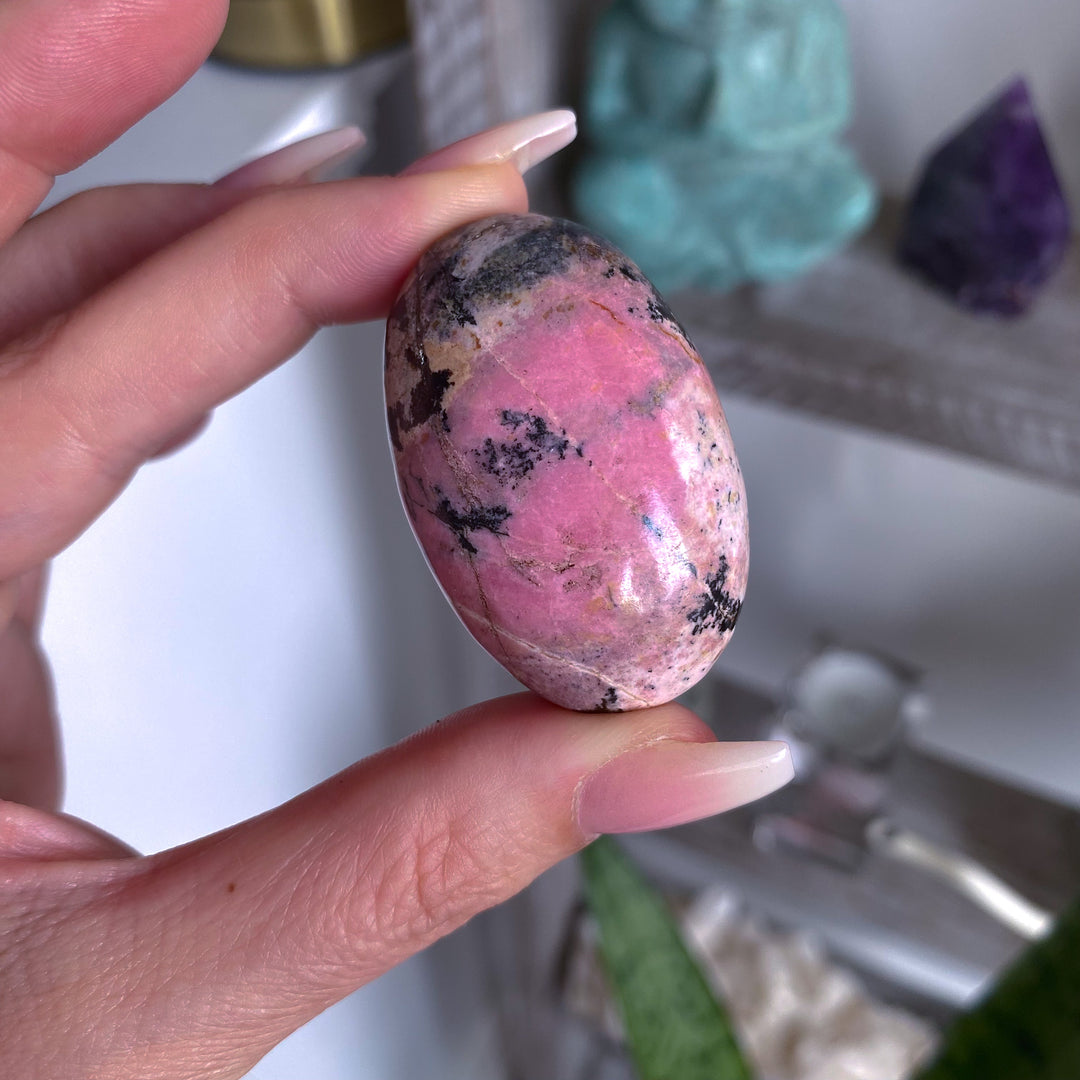 Small Rhodonite Palm Stone