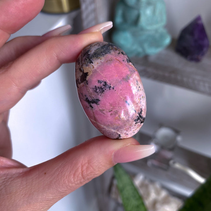 Small Rhodonite Palm Stone