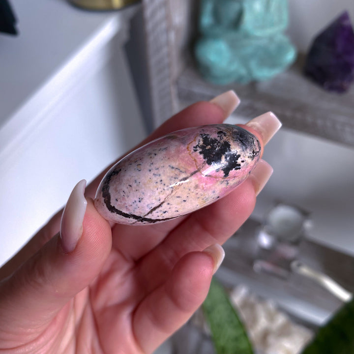 Small Rhodonite Palm Stone