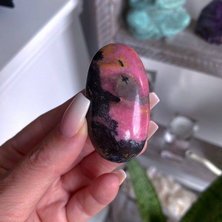 Small Rhodonite Palm Stone