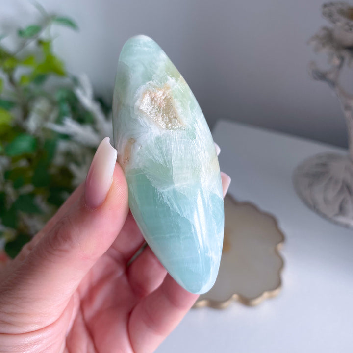 Large Pistachio Calcite Shiva with Cavern - Green Calcite
