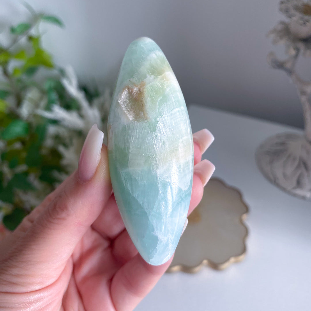 Large Pistachio Calcite Shiva with Cavern - Green Calcite