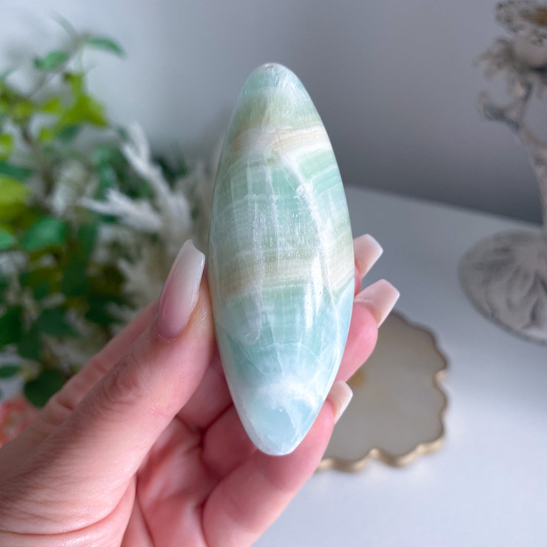 Large Pistachio Calcite Shiva with Cavern - Green Calcite