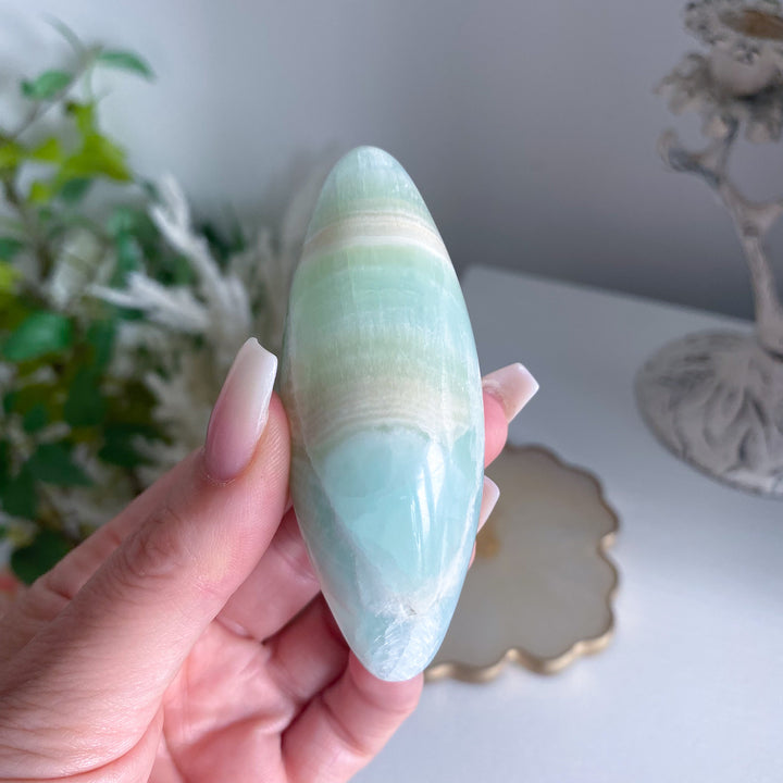 Large Pistachio Calcite Shiva with Cavern - Green Calcite