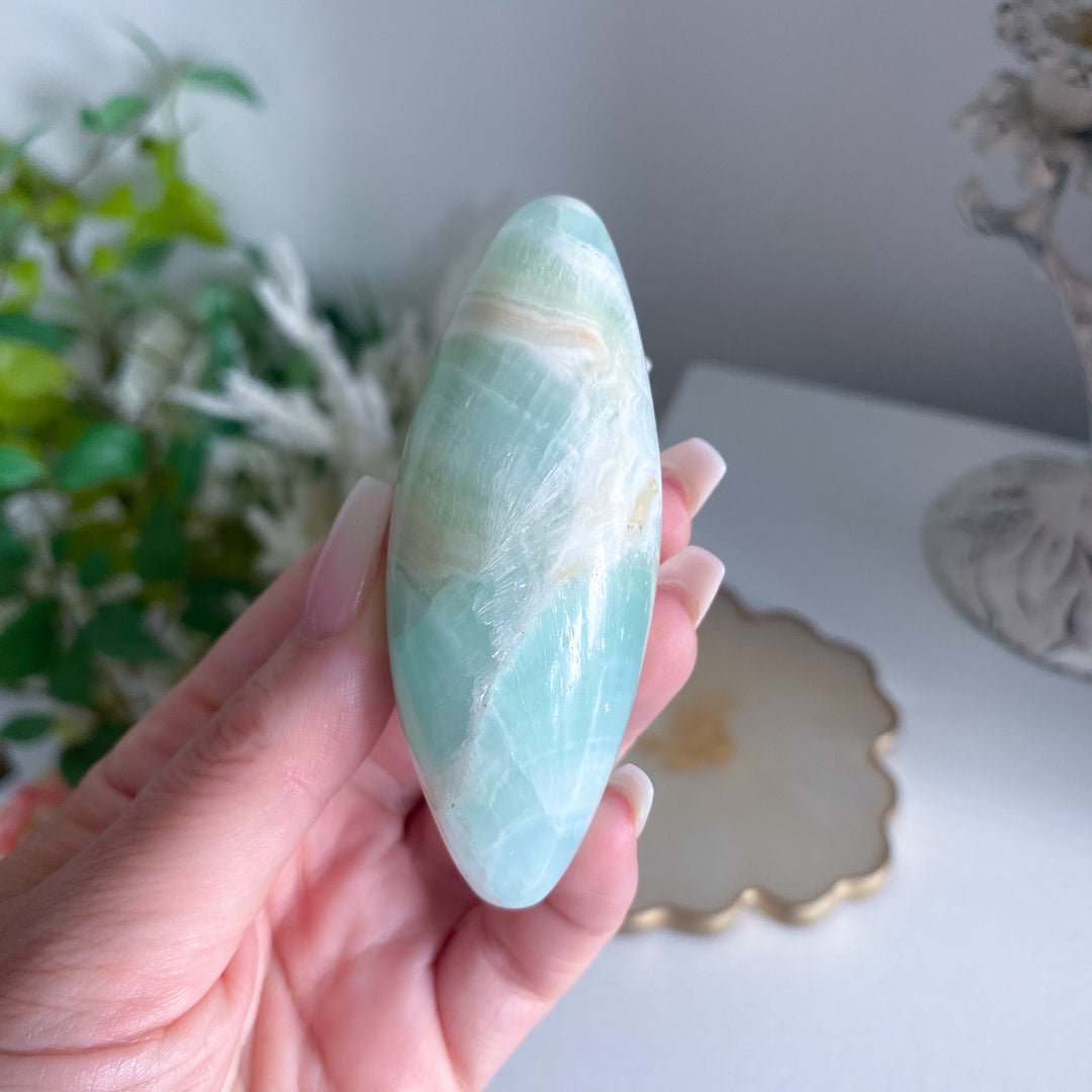 Large Pistachio Calcite Shiva with Cavern - Green Calcite