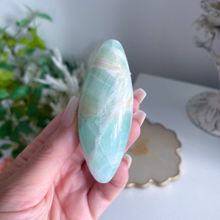 Large Pistachio Calcite Shiva with Cavern - Green Calcite