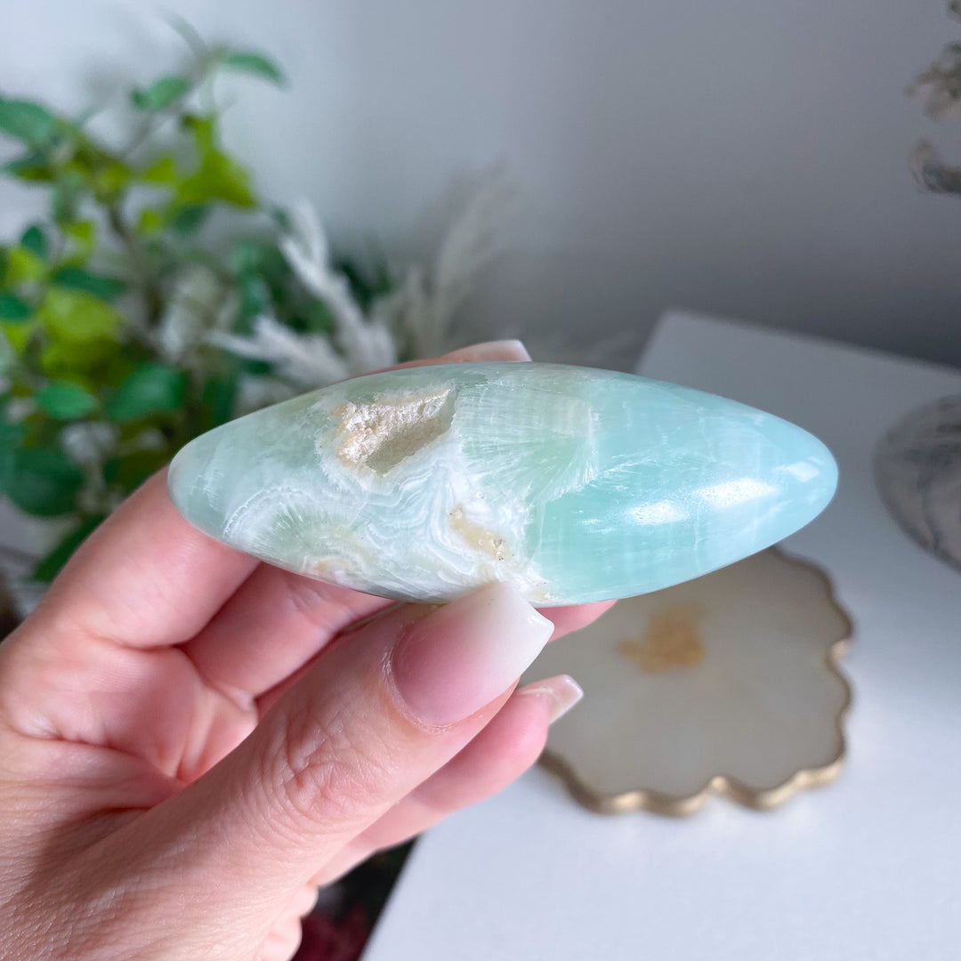 Large Pistachio Calcite Shiva with Cavern - Green Calcite