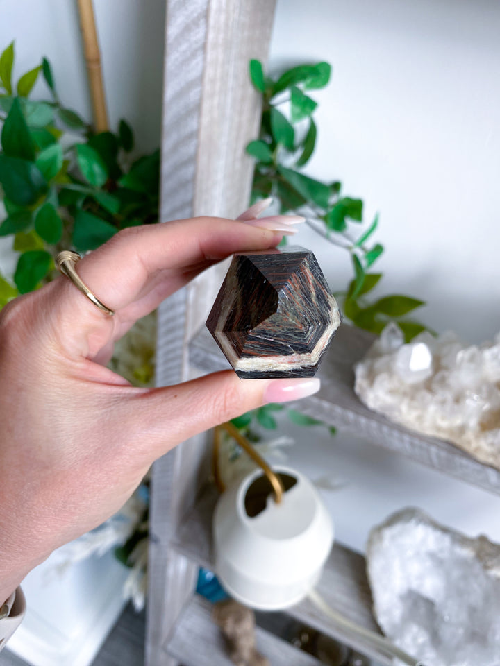 Big Black Tourmaline Tower with Hematite 3" - Get Exact Piece