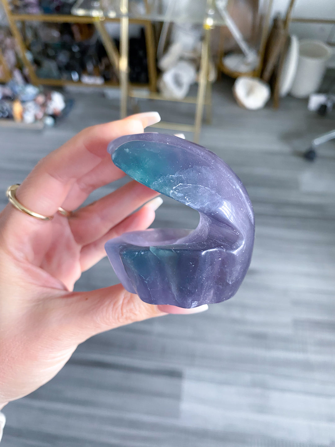 Rainbow Fluorite Clam Shell w/ Inclusion