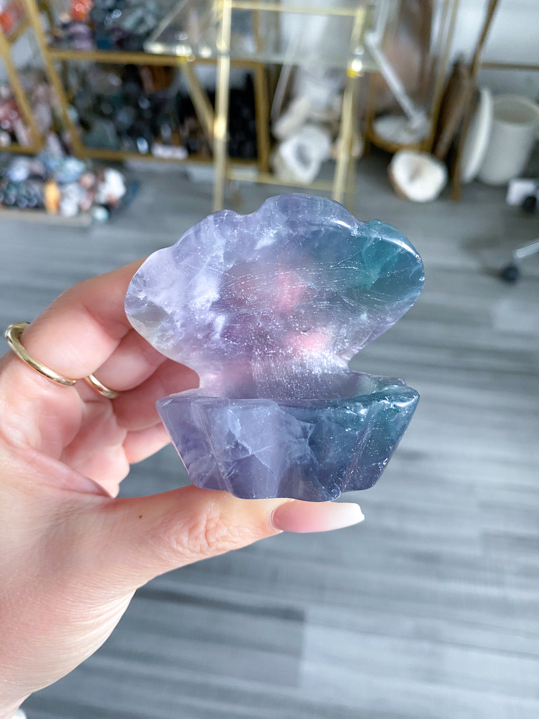 Rainbow Fluorite Clam Shell w/ Inclusion